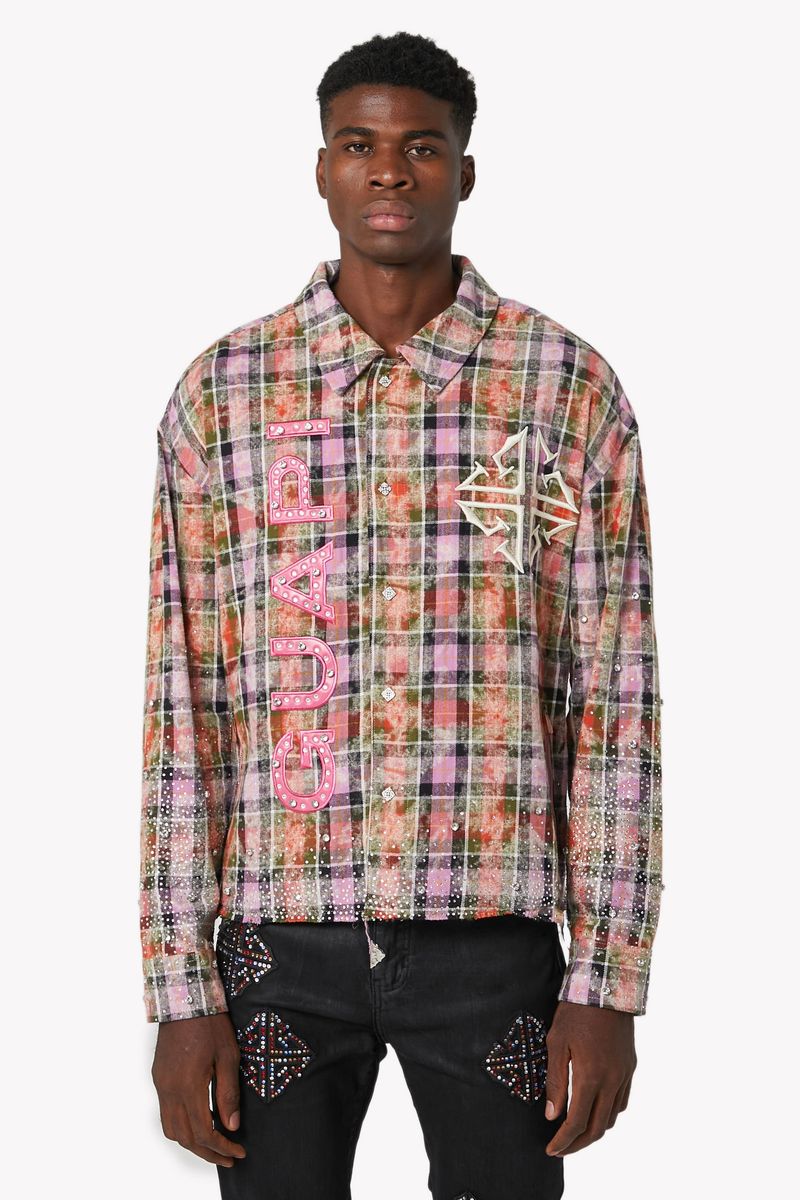 Blush Pink Rhinestone Flannel Guapi