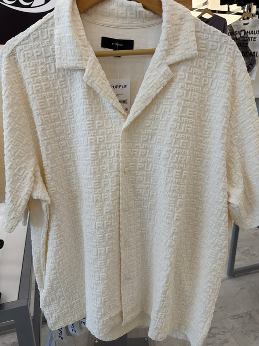 Purple button down cream