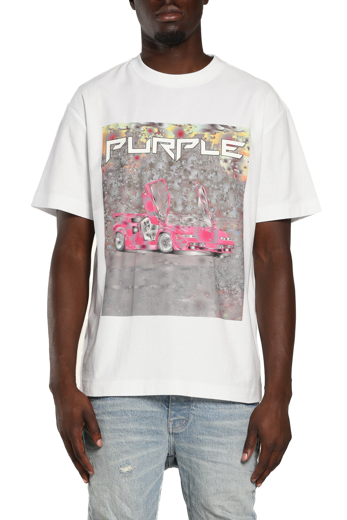 Purple TEXTURED JERSEY SS TEE White/Camo