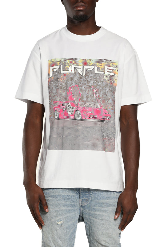 Purple TEXTURED JERSEY SS TEE White/Camo