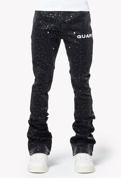 Guapi Obsidian Black Raindrop Leather Pants