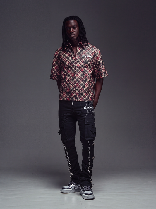 Guapi Charcoal Plaid Leather Shirt