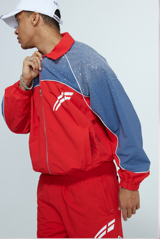 RVS Cherry / Steel Blue "Astral" Zip Windbreaker