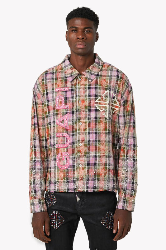 Blush Pink Rhinestone Flannel Guapi