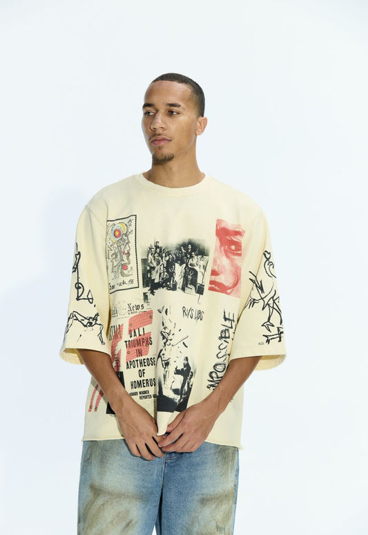 Cream "Dali Theory" 3/4 sweater RVS