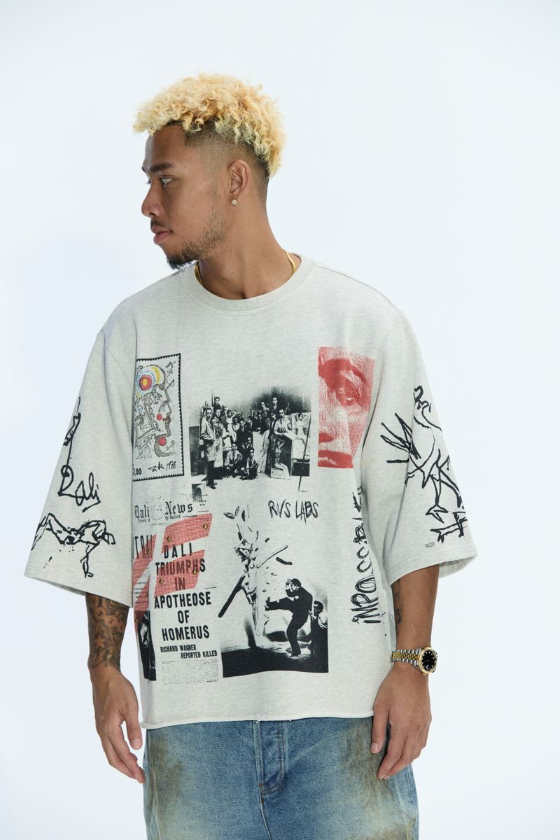 Heather Grey "Dali Theory" 3/4 sweater RVS